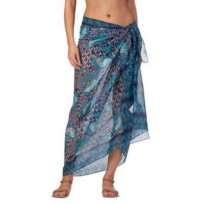 Blue floral print sarong